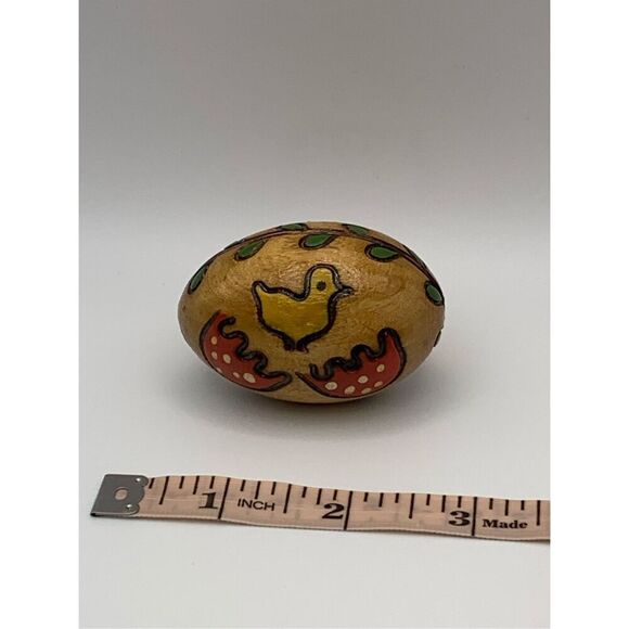 Vintage Wooden Hand Carved & Hand Painted Easter Egg - Picture 2 of 8